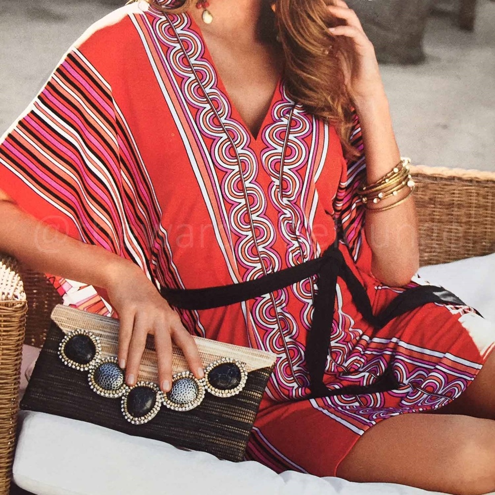 Boston Proper Border Print Swim Cover Up Dress